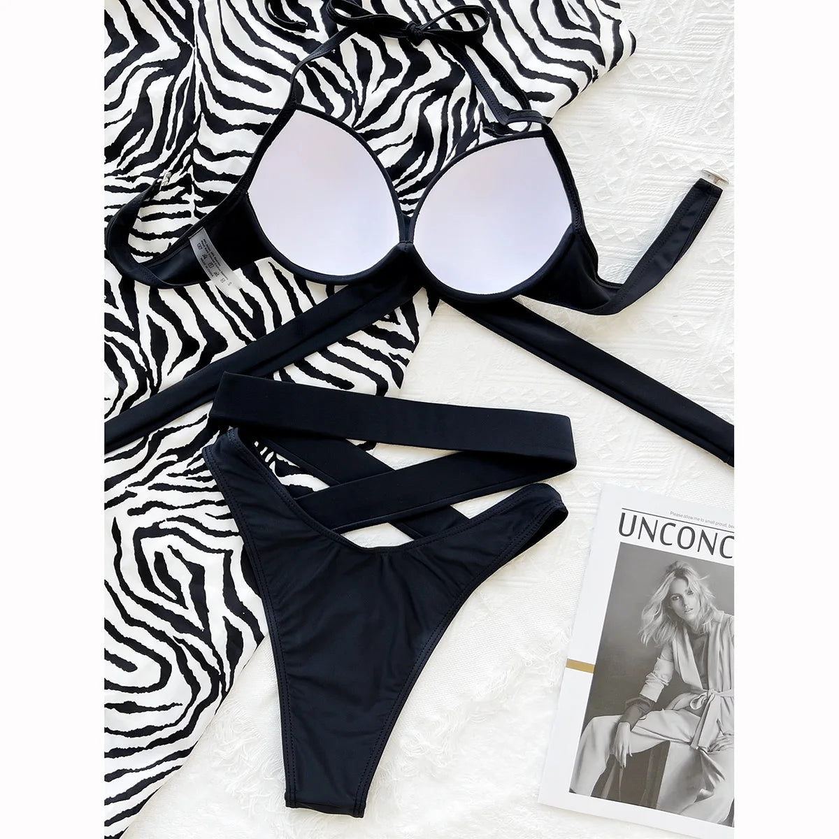 Push Up Bikini 2024 Women Swimsuit Bandage Solid Brazilian Bikini Set High Waist Female Swimwear Women Bathing Suit Beachwear