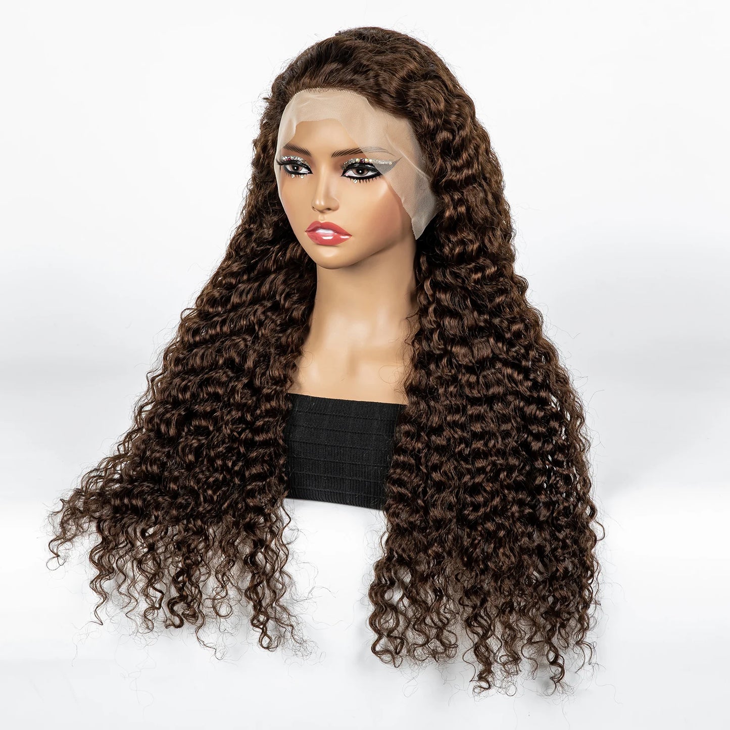 300% Density Ombre 30 Inches Water Wave Wavy Curly Human Hair Wigs 13x4 Transparent Lace Frontal Human Hair Wig for Women