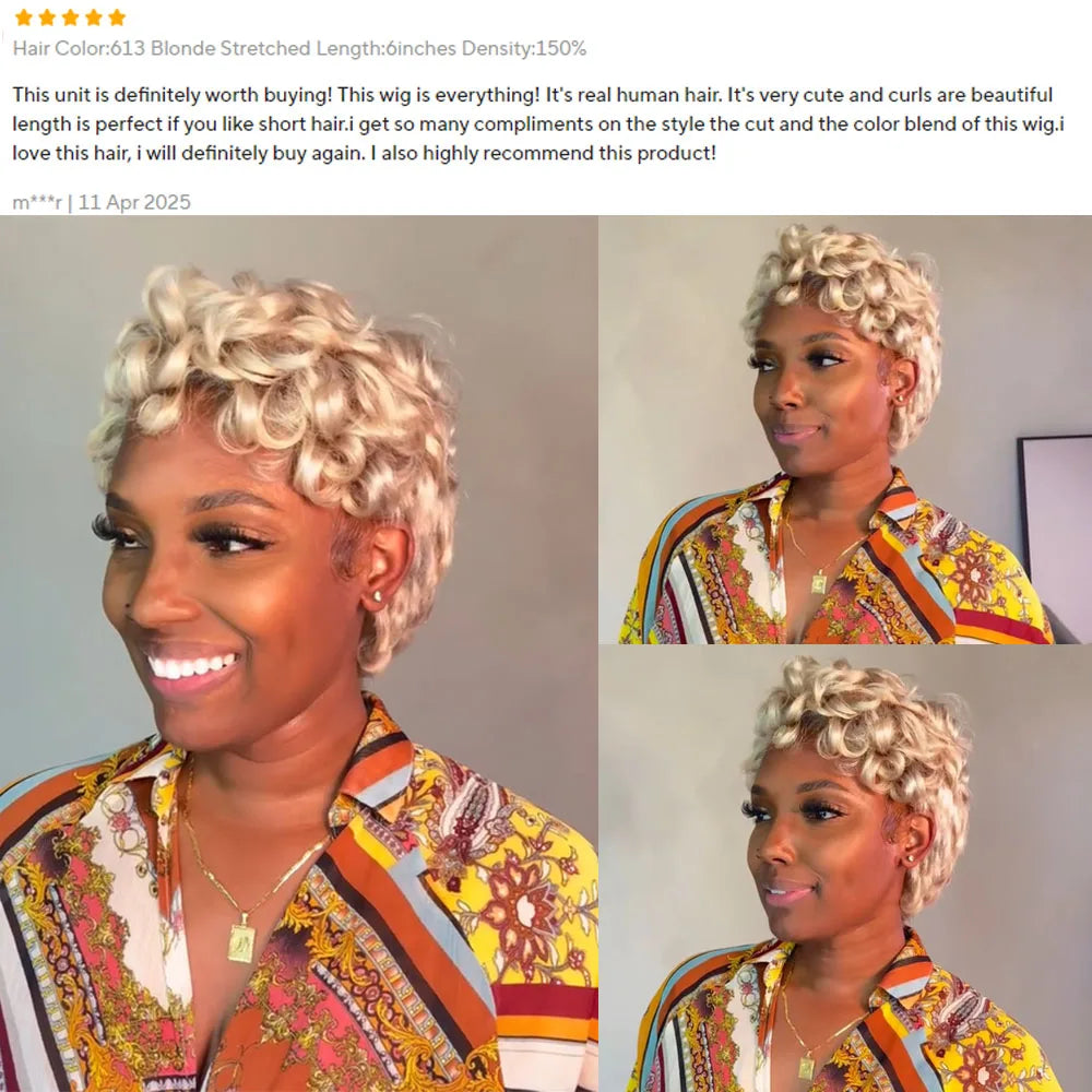 613 Blonde Pixie Cut Short Bob Deep Wave Human Hair Wigs Reddish Brown Short Bob 13x4 Transparent Lace Front Wigs Preplucked
