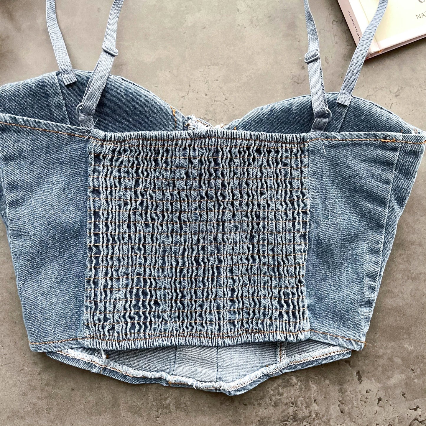 SINGREINY Fashion Women Sexy Denim Camisole Sleeveless Lace Up Skinny Tops 2024 Vintage Backless Elastics Short Streetwear Camis