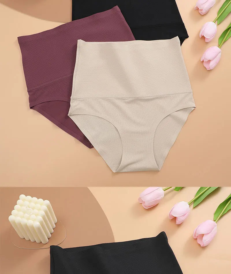 FINETOO Plus Size Breathable Underwear Seamless High Waist Panties Women's Abdomen Hip Lift Briefs Body Shaping Lingerie Pants