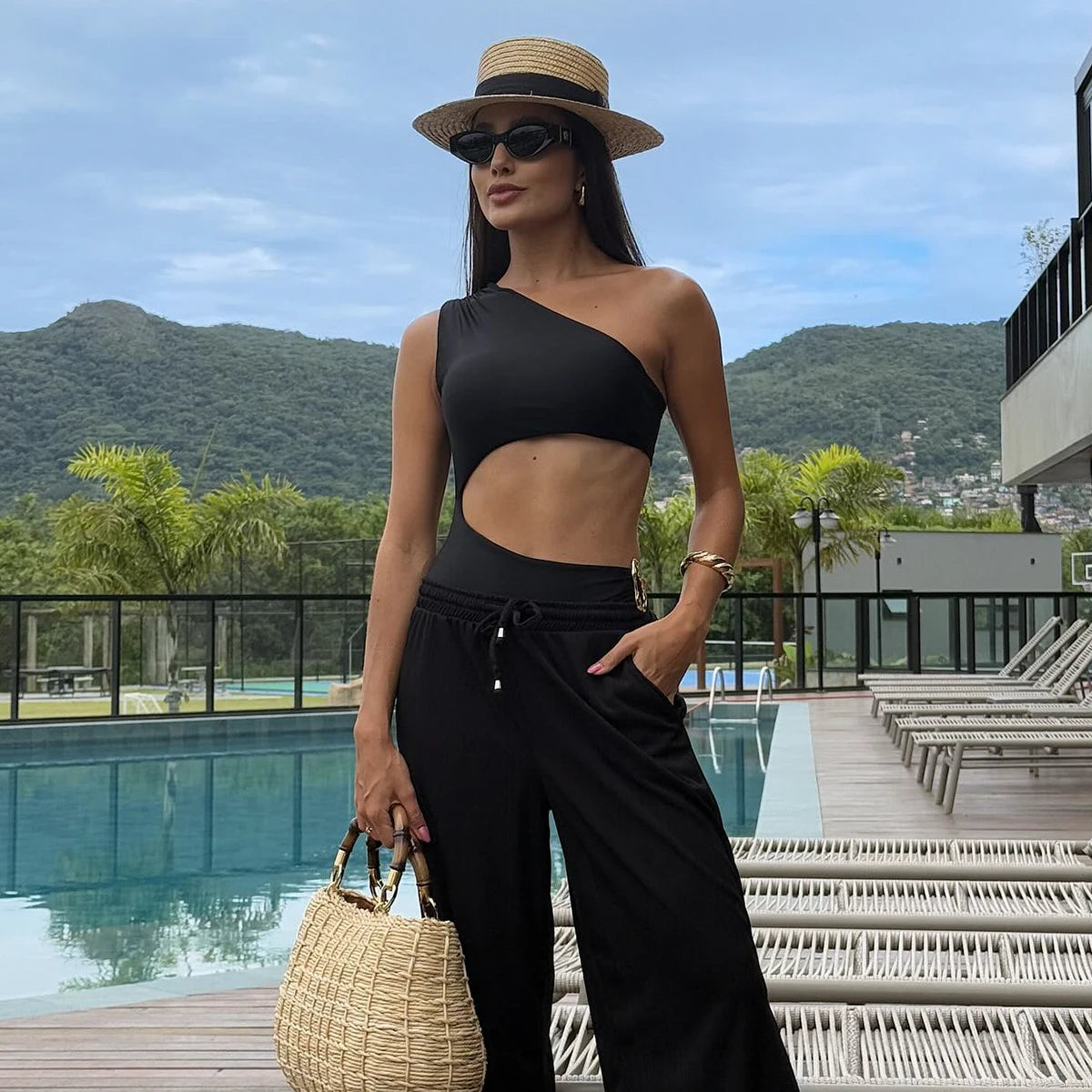 One Shoulder 2025 Sexy Women One Piece Swimsuit Female Swimwear Biquini High Waist Monokini Swimming Suit Bathing Suit Beachwear