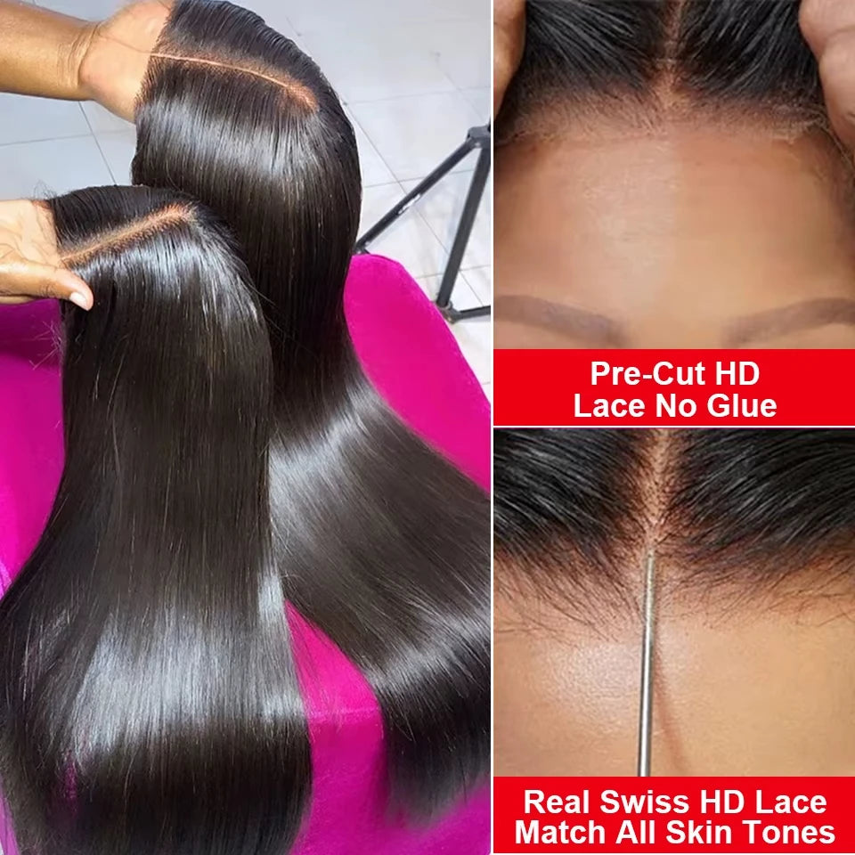 Wear Go Glueless Wig 30 32 Inch Bone Straight 13x6 HD Lace Frontal Wig Ready To Go Human Hair 5x7 HD Glueless Wigs Pre plucked