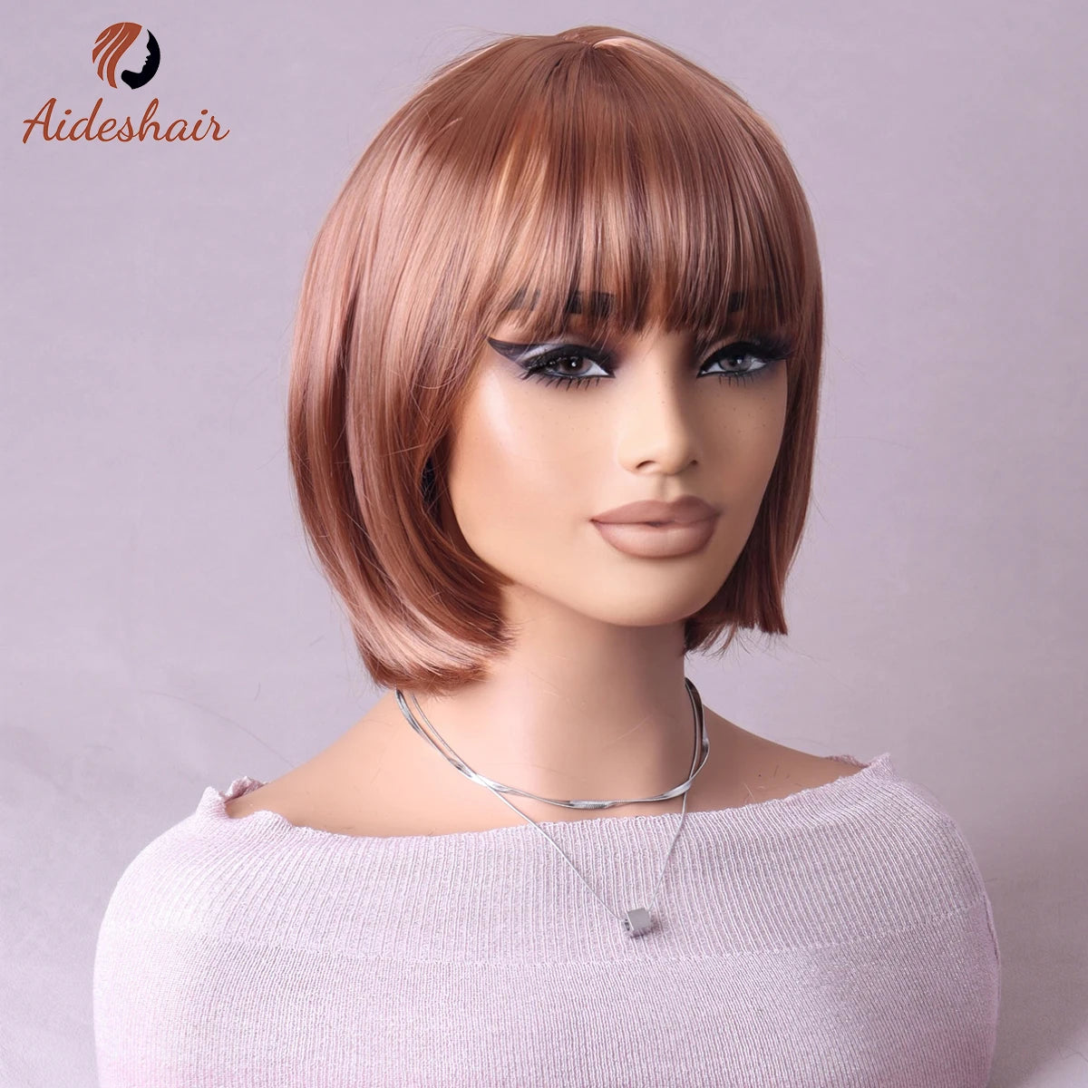 Synthetic  aideshair wig Full head set feminine clavicle Bob simulates natural short hair everyday full  top synthetic wig