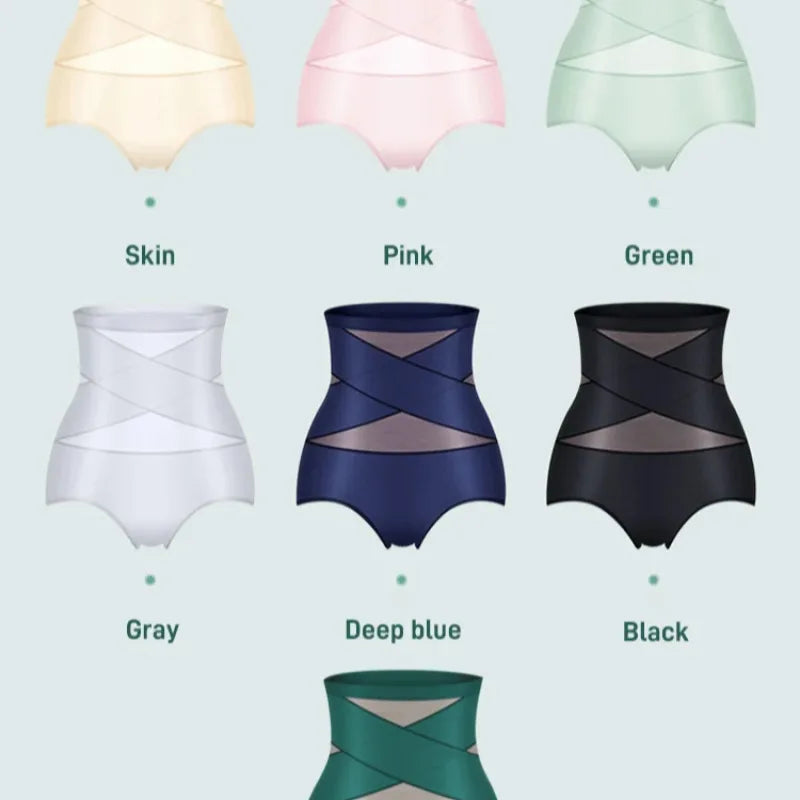 Women's highwaisted postpartum silk pants with abdominal lifting and shaping girdle