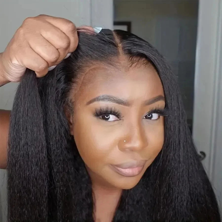 34 Inch 13X4 Transparent Yaki Kinky Straight Lace Front Human Hair Wigs For Women Curly 4X4 Closure Wig Pre Plucked Wig On Sale