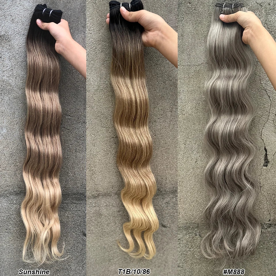 Magicae Brown Body Wave 30Inches 200g Hair Bundles Blond 27/613 White 60# Soft High Synthetic Hair Weave Ombre Gray M888 Hair