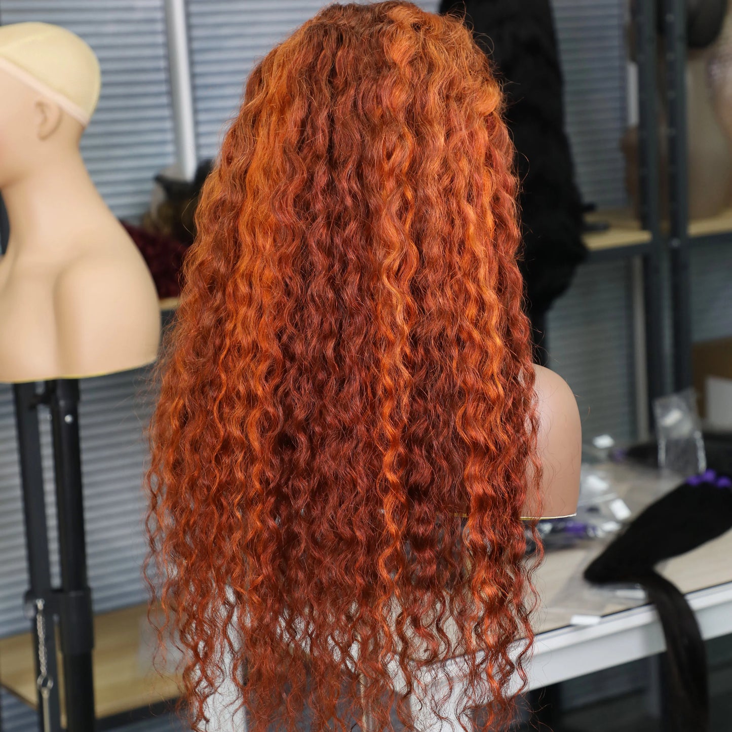 4/350 Highlight Water Wave 13x4 Transparent Lace Frontal Human Hair Wig 220% Ombre Ginger Human Hair Wig Color Curly Wigs 34Inch