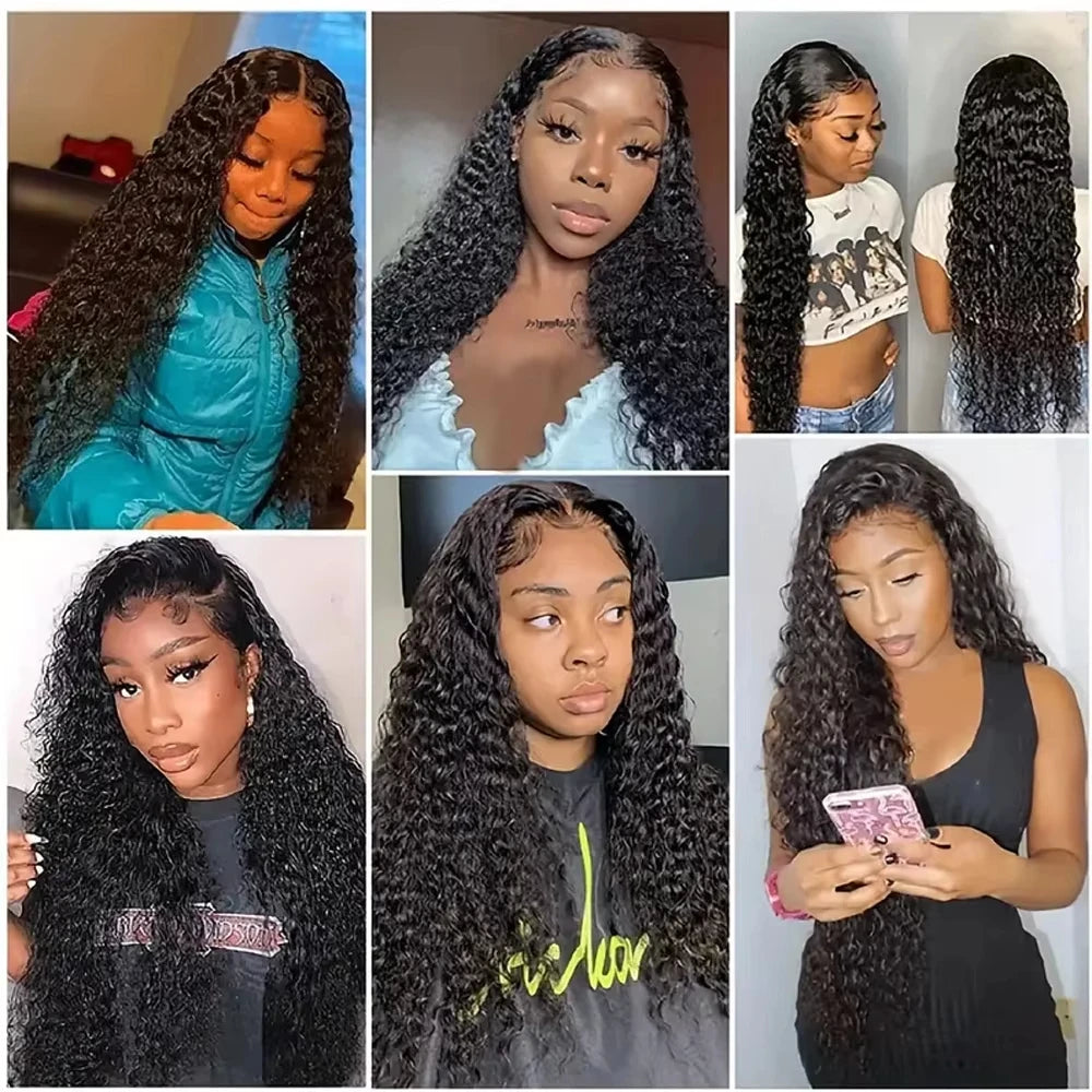 V Part Wig Human Hair No Leave Out Brazilian Water Wave Human Hair Wigs for Women V Part Deep Curly Wigs No Glue Wig Virgin 250%
