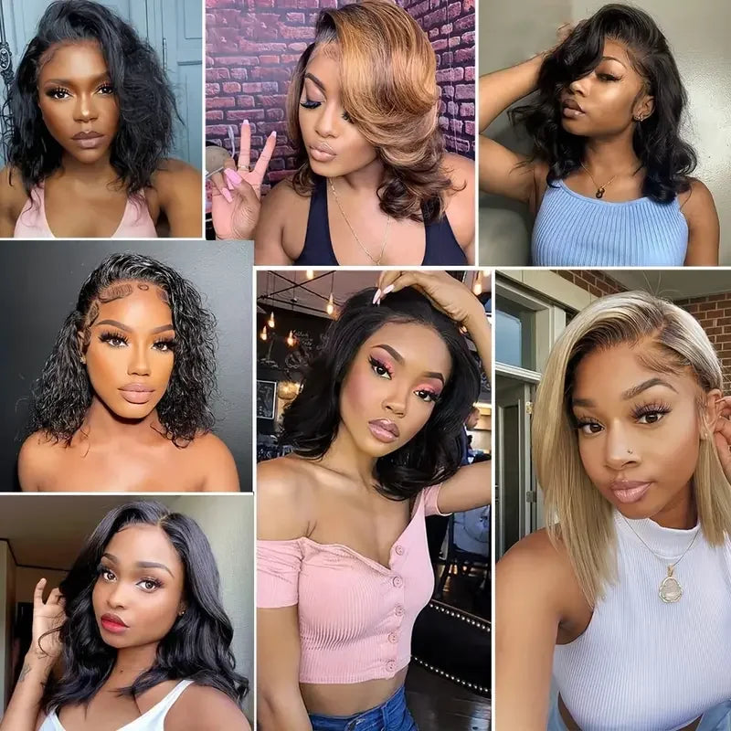 Body Wave Lace Frontal Wigs 13x4 HD Transparent Lace Front Human Hair Wigs For Women Short Bob Wigs Wear and Go Glueless Wigs