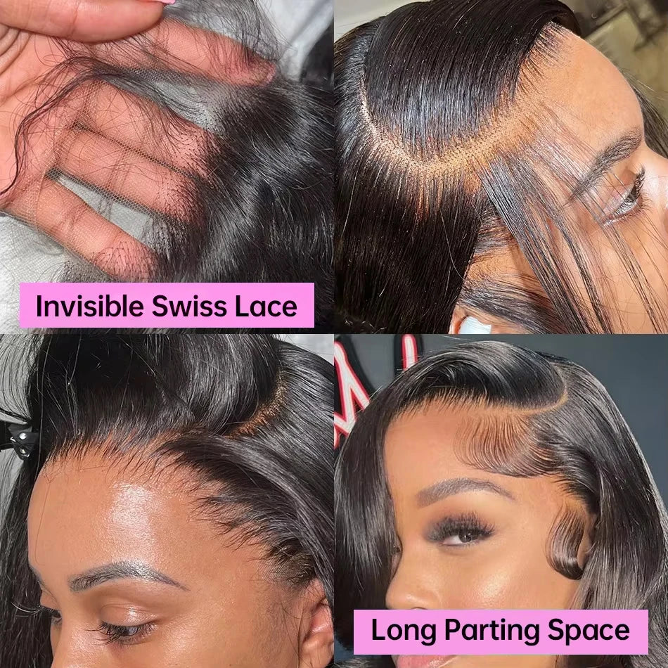 Body Wave Lace Frontal Wigs 13x4 HD Transparent Lace Front Human Hair Wigs For Women Short Bob Wigs Wear and Go Glueless Wigs