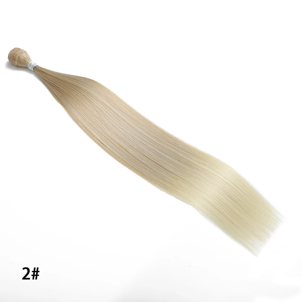 Synthetic Dark Brown Bundles Straight Hair Extensions Bundles Hair 22/26/30 Inches for Women Long Weave Hair Gold Heat Resistant