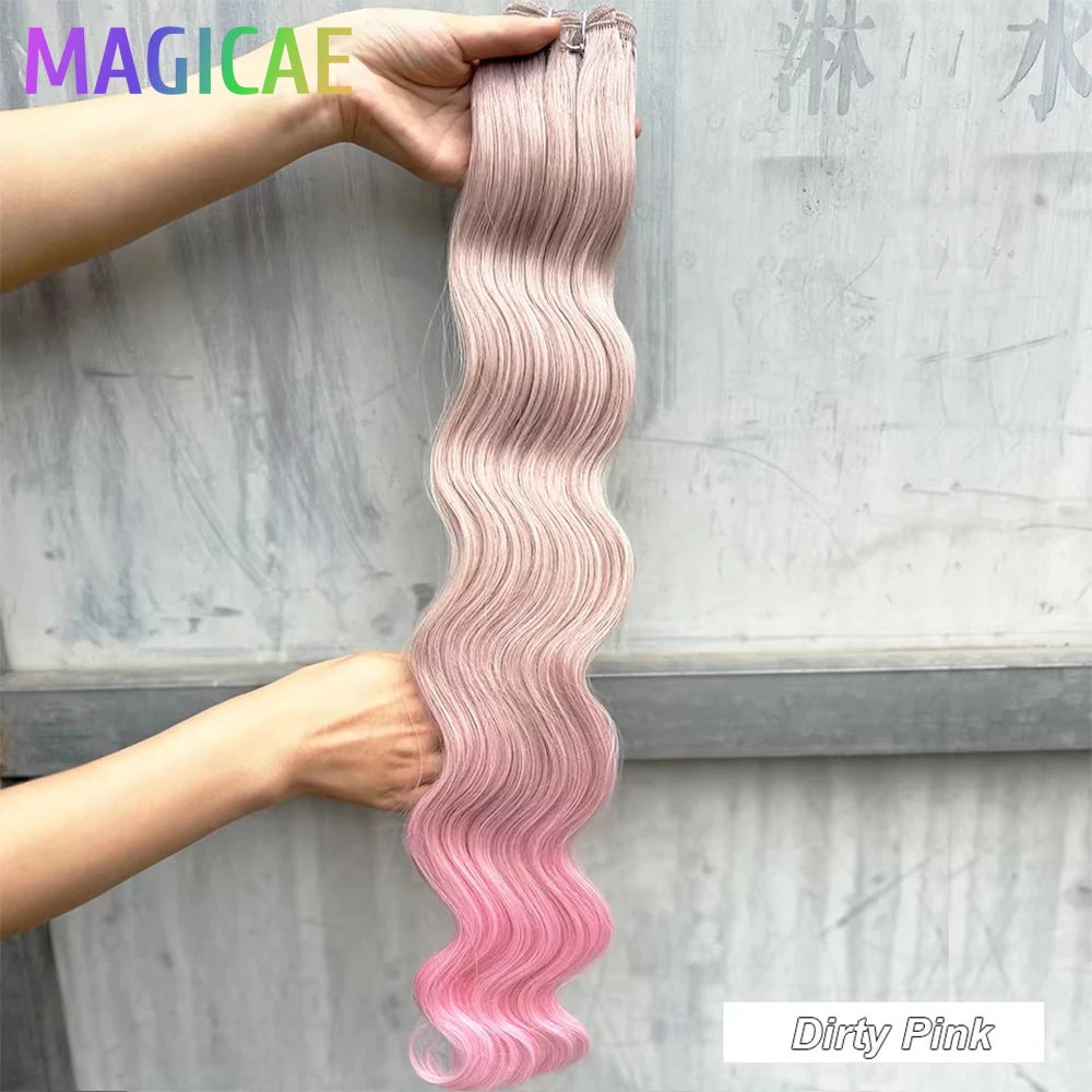 30Inches Red Burgundy High Temperature Soft Sliver White 613 Natural Fiber Hair Extensions GREY Bio Body Wave Hair Weave Bundles