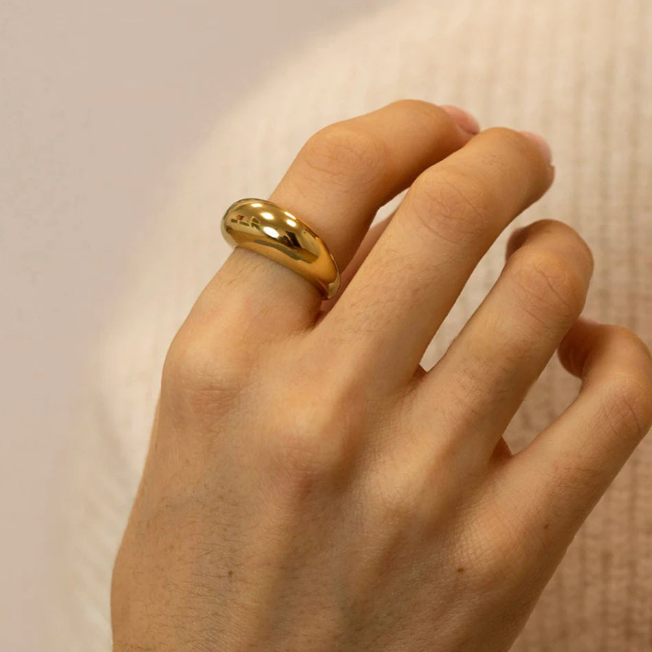 COLALA Waterproof Fashion Simple Stainless Steel Rings for Women Arc Rings Jewellery No fading Geometric Ring Size 5 6 7 8