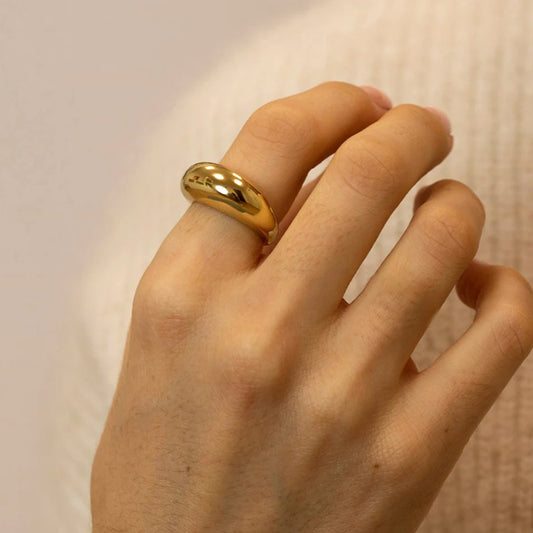 COLALA Waterproof Fashion Simple Stainless Steel Rings for Women Arc Rings Jewellery No fading Geometric Ring Size 5 6 7 8