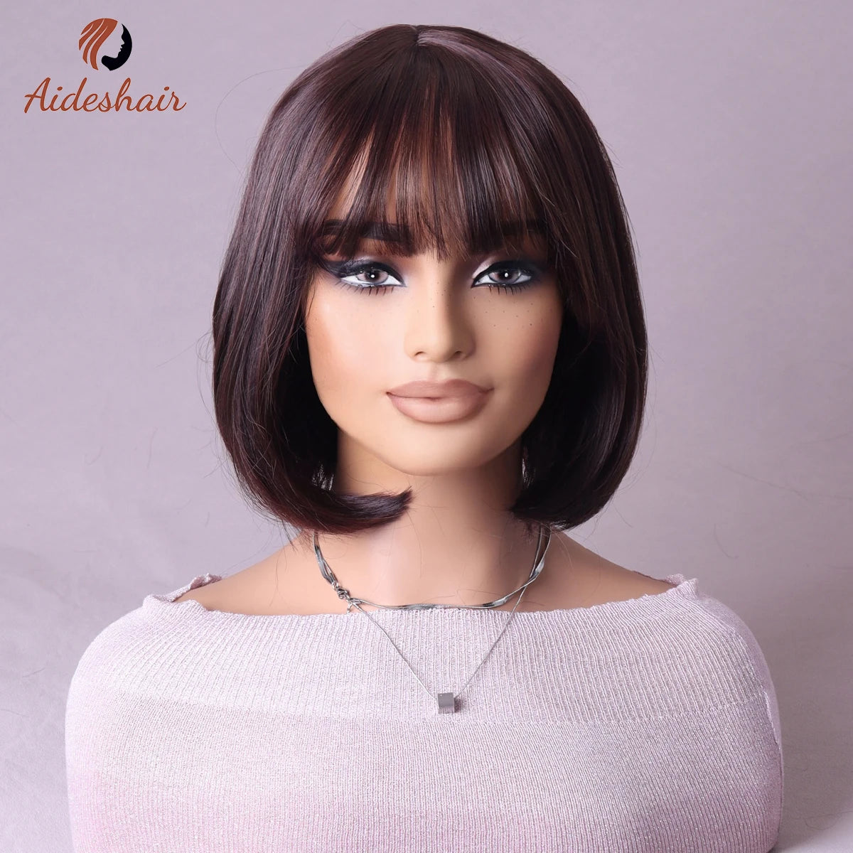 Synthetic  aideshair wig Full head set feminine clavicle Bob simulates natural short hair everyday full  top synthetic wig