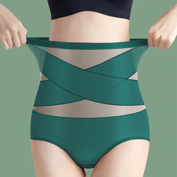 Women's highwaisted postpartum silk pants with abdominal lifting and shaping girdle