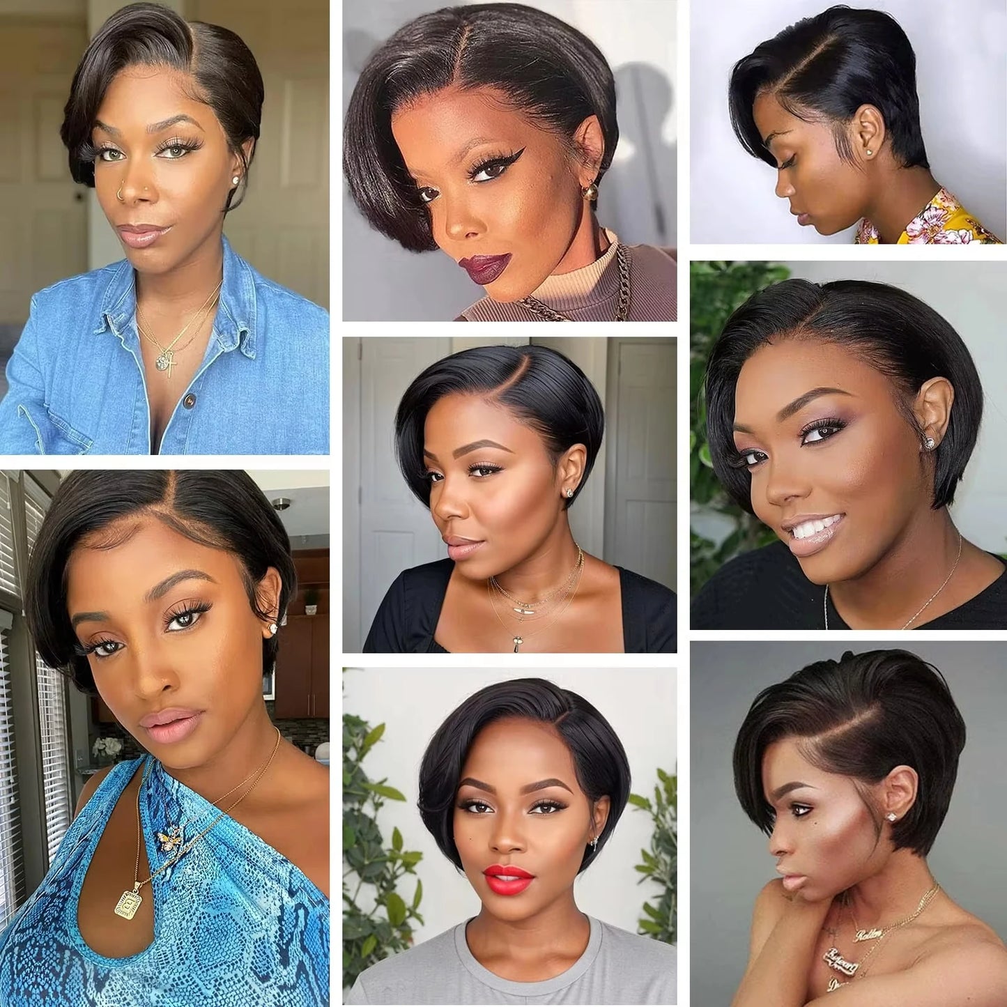 Straight Pixie Cut Wig Transparent Lace Human Hair 13×4 Human Hair Wigs Short Bob Wig For Black Woman Babyhair Natural Hairline