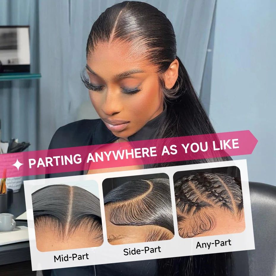 Pre Plucked M-Shaped Hairline Lace Front Human Hair Wigs 13x4 13x6 Transparent Lace Frontal Wig Widow's Peak Raw Vietnamese Hair
