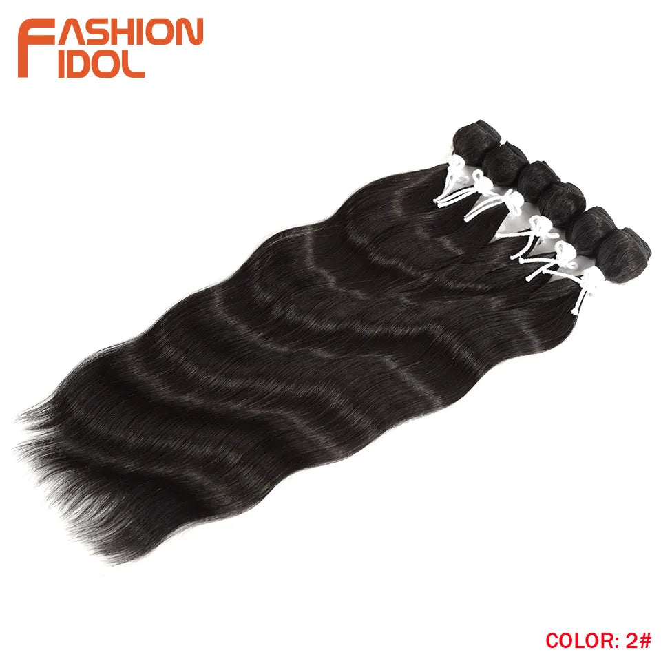 FASHION IDOL Water Wave Hair Bundles Synthetic Hair Extensions Ombre Blonde Hair Weave Bundles 6pcs 20" High Temperature Fiber