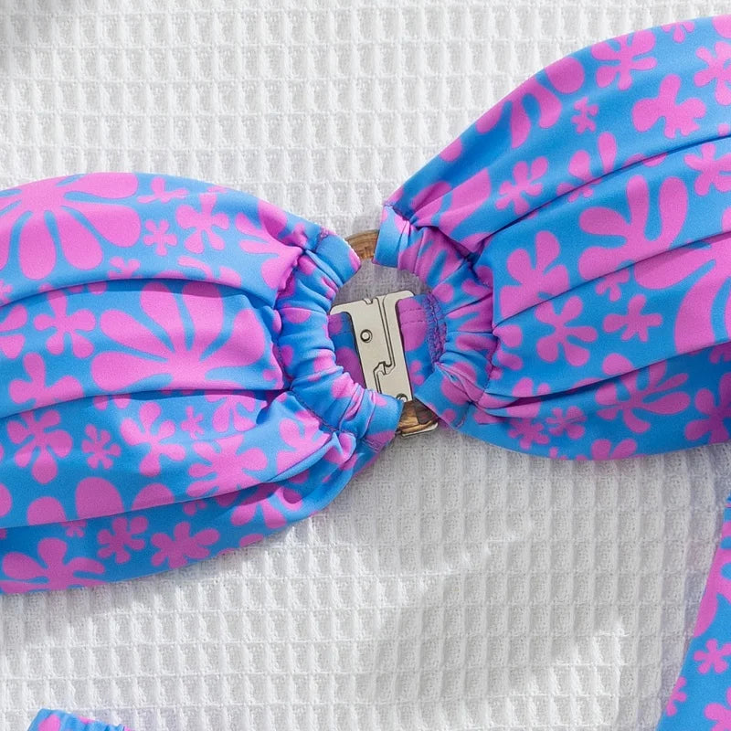 Micro Bikini Push Up Women Swimsuit Fashion Print Bikini Set Split Swimwear Summer 2025 New Beachwear Lady Bathing Suit 2 Piece