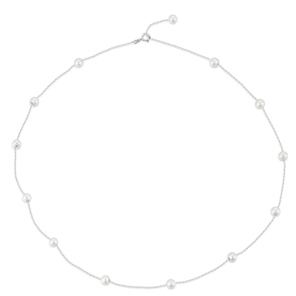 Seulement Natural Freshwater AK Pearl Beaded Necklace for Women 925 Sterling Silver Choker Luxury Neck Accessories Jewelry Gift