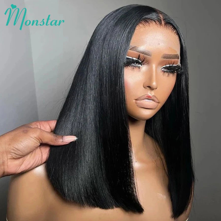250 Density Raw Hair Vietnamese Bone Straight Bob Wig 100 Human Hair 13x6 Hd Lace Frontal Wig 13x4 Lace Front Human Hair Wig 12A