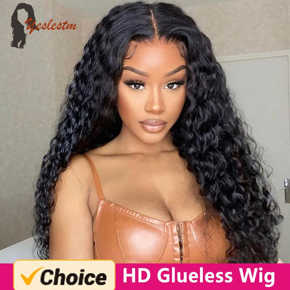 13x4 Lace Front Wig 10-34 Water Wave Lace Closure Wig Glueless Wig Human Hair Easy To Wear Curly HumanHair Wigs For Black Women