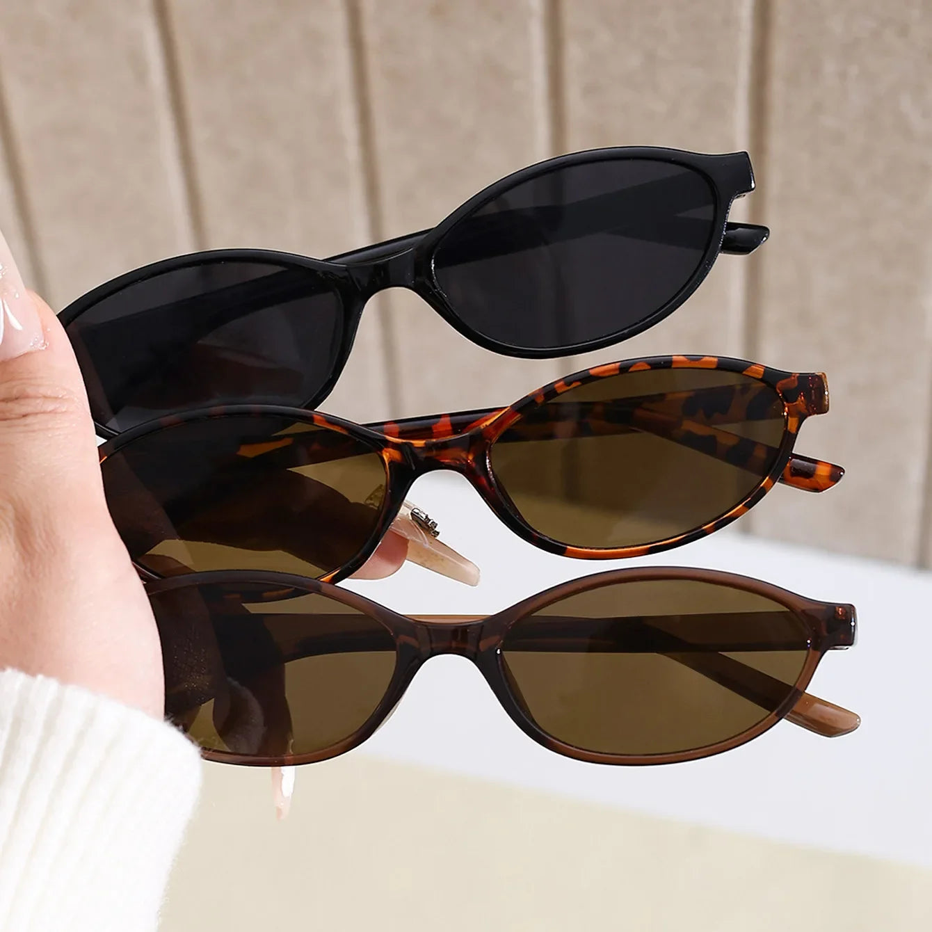 Retro Oval Frame Sunglasses Fashion Personalized Trendy Small Frame Sunglasses Punk Cat Eyes Sunshade Sun Protection Glasses