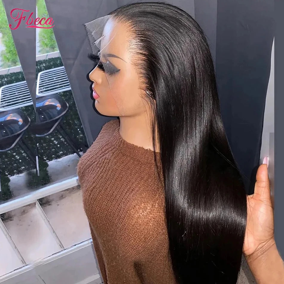Brazilian Lace Front Wig Bone Straight Human Hair Wigs Pre Plucked Transparent Lace Frontal Wigs For Women On Sale Clearance