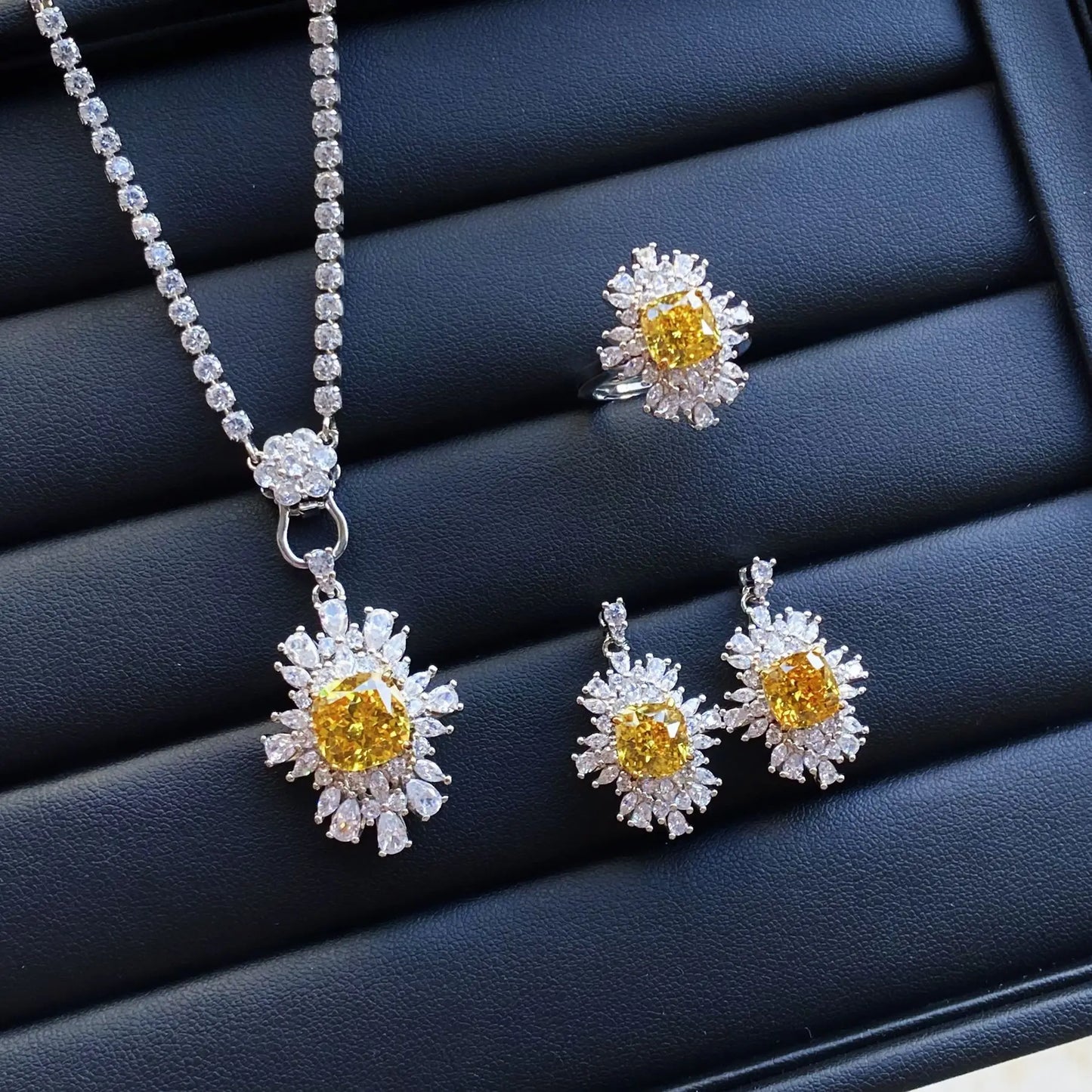 Valuable Lab Jade Diamond Jewelry set 925 Sterling Silver Engagement Wedding Rings Earrings Necklace For Women Bridal Party Gift