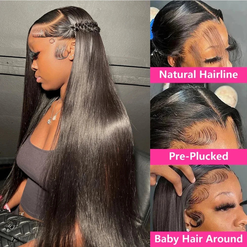 Bone Straight Glueless Wig 100% Human Hair 250 Density Human Hair Wigs For Women Pre cut Lace Glueless 6X6 Lace Wig Wear an Go