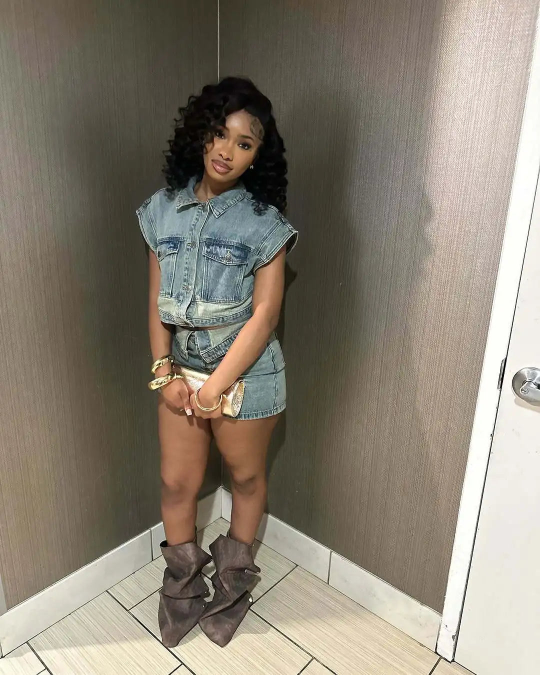 CM.YAYA Fashion Denim Women's Set Short Sleeve Jackets Tops and Shorts Jeans Sets 2025 Summer Two 2 Piece Sets Outfits Tracksuit