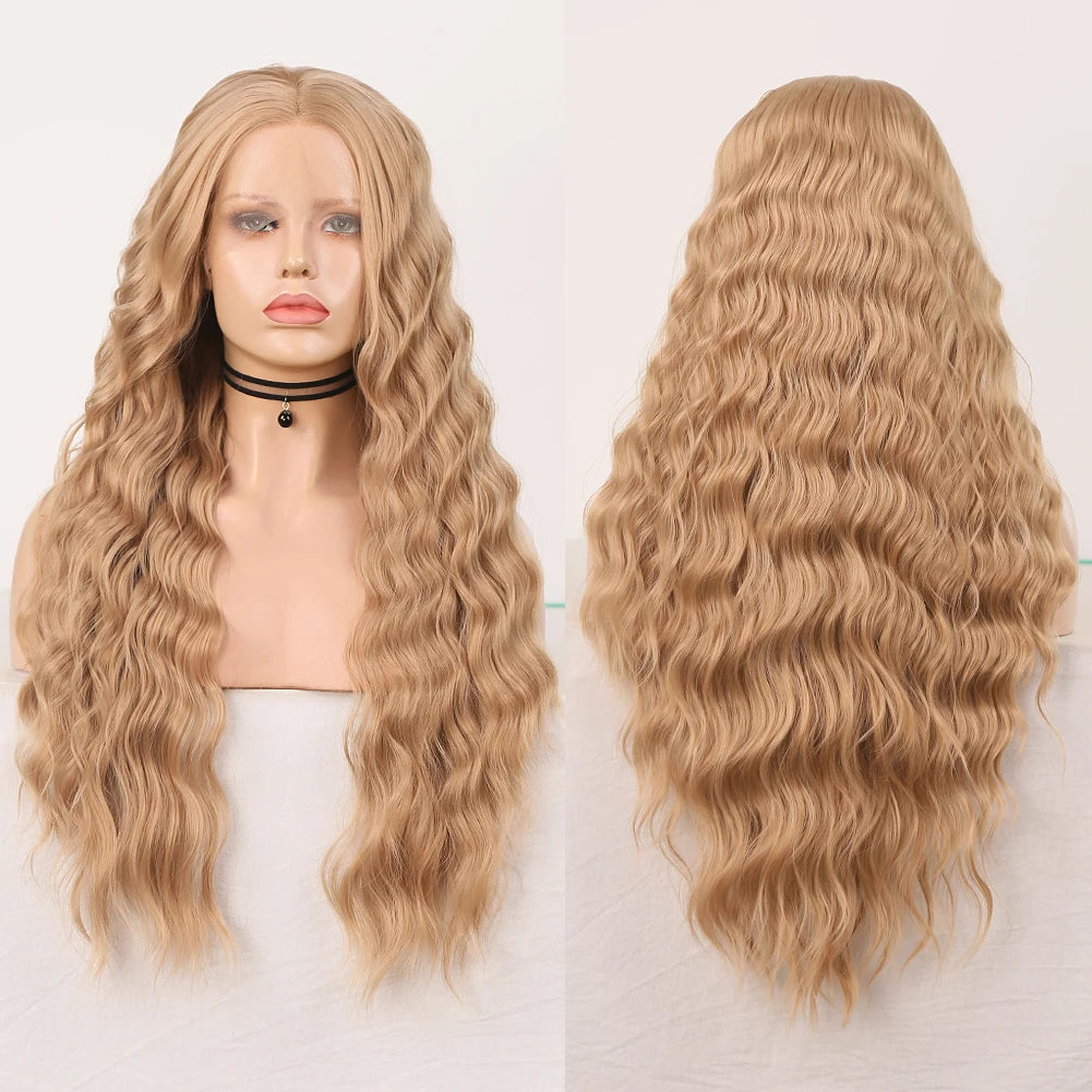 Synthetic Lace Front Wigs for Black Women Natural Hairline Synthetic Hair Lace Wig Long Brown Wig Pre Plucked Baby Hair Cosplay