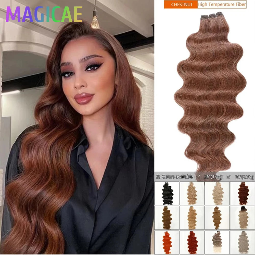 30Inches Red Burgundy High Temperature Soft Sliver White 613 Natural Fiber Hair Extensions GREY Bio Body Wave Hair Weave Bundles