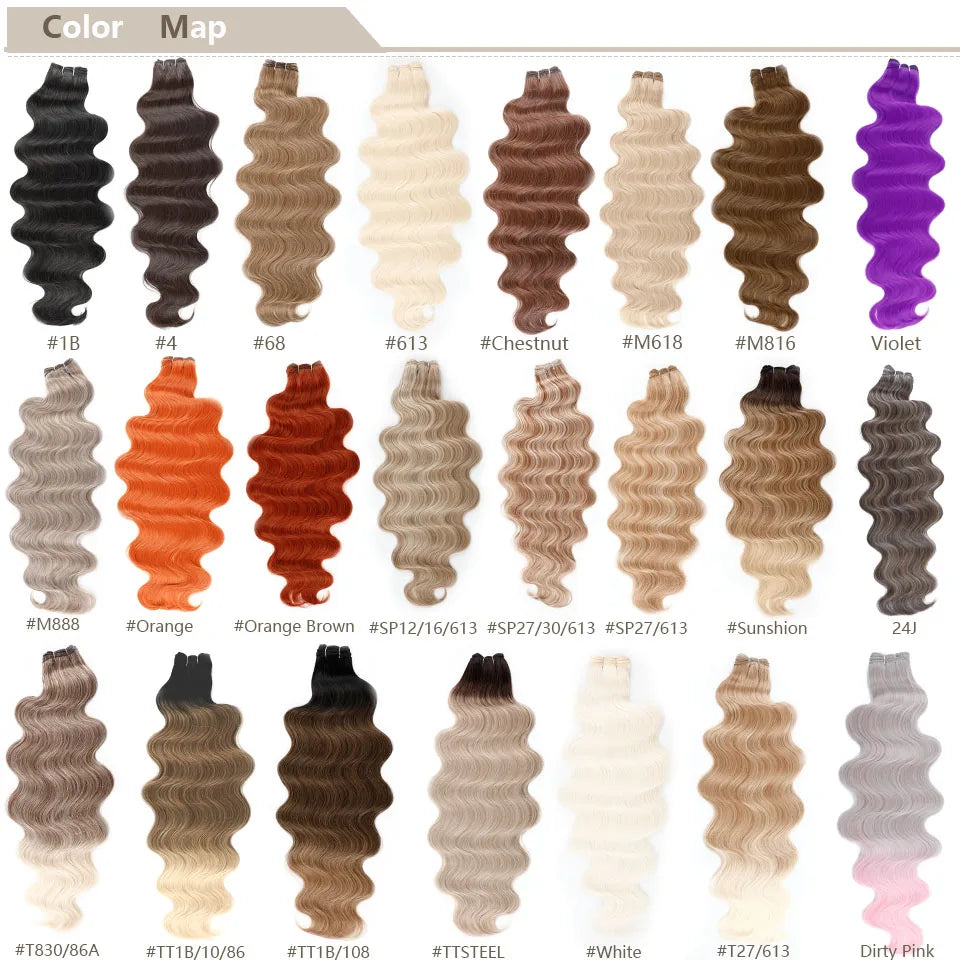 Magicae Brown Body Wave 30Inches 200g Hair Bundles Blond 27/613 White 60# Soft High Synthetic Hair Weave Ombre Gray M888 Hair