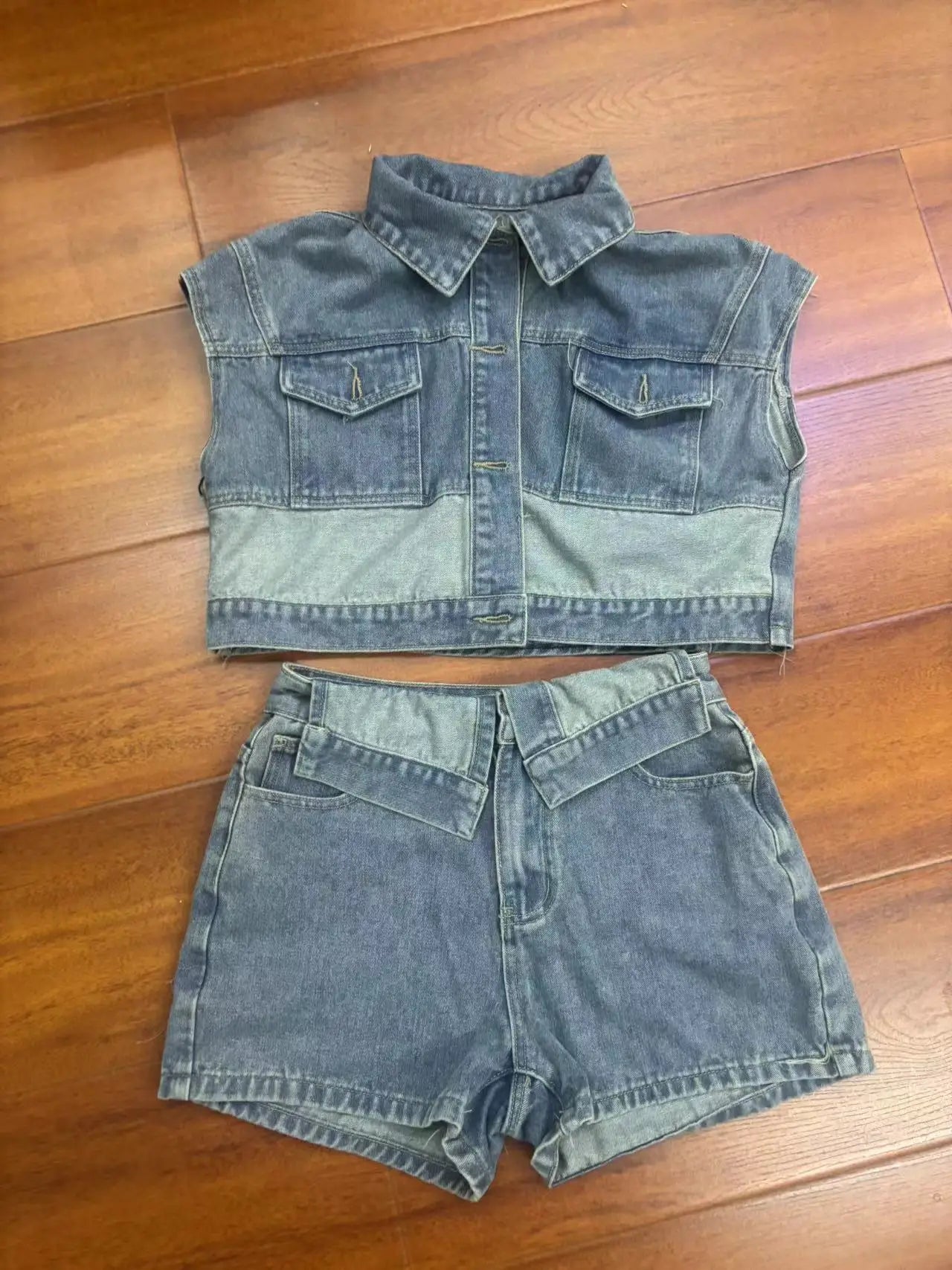 CM.YAYA Fashion Denim Women's Set Short Sleeve Jackets Tops and Shorts Jeans Sets 2025 Summer Two 2 Piece Sets Outfits Tracksuit
