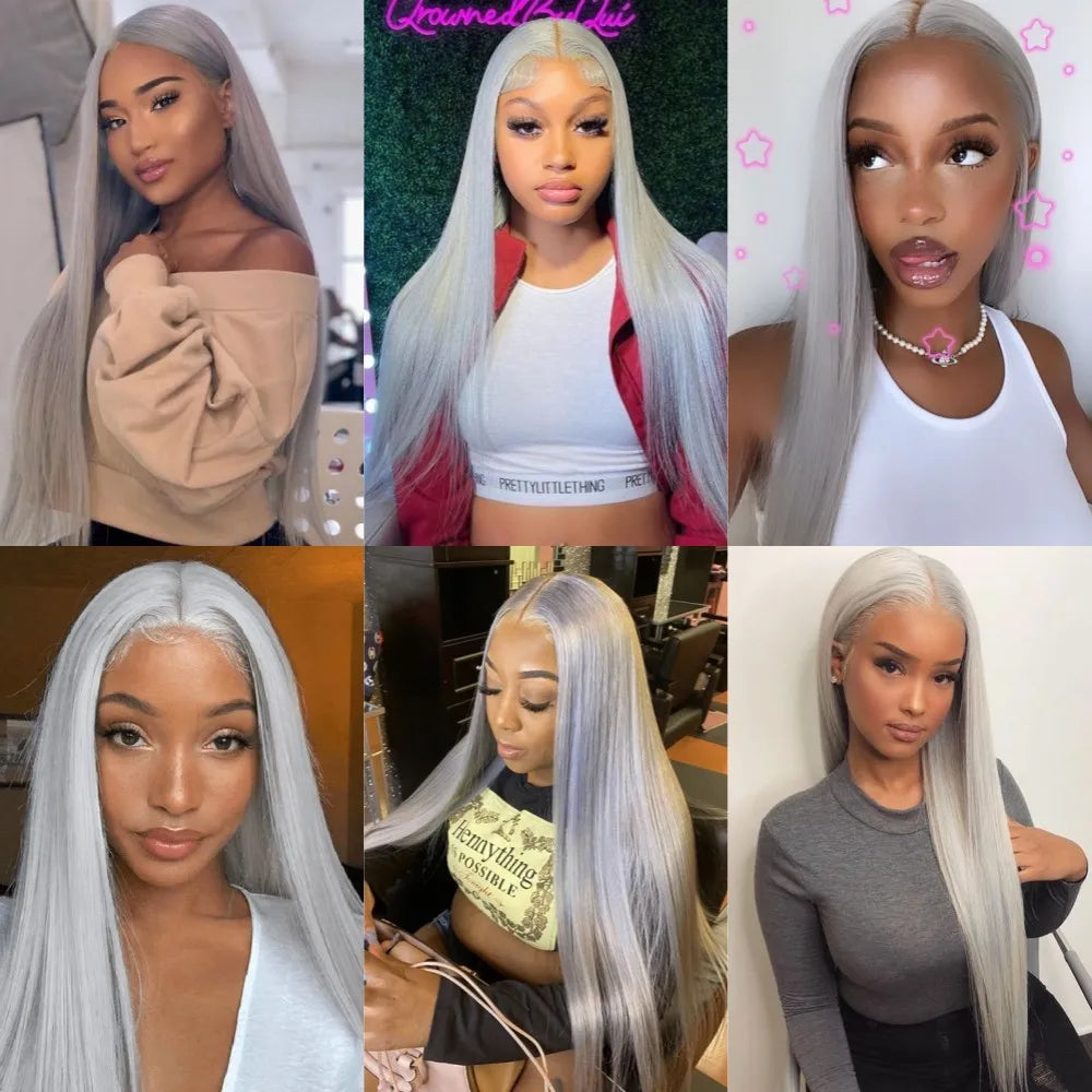 Highlight Blonde Platinum Straight Lace Front Wig Synthetic Hair for Women 13x4” Lace Frontal Wig Pre Plucked Blonde Colored Wig