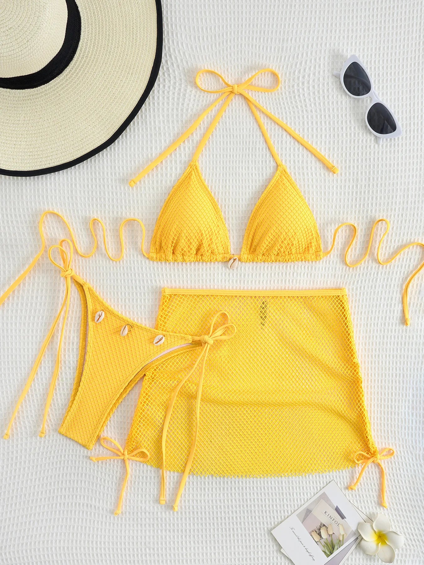 New Sexy Net Bikinis Female Swimsuits Women Three-Piece Swimwear Beach Swim Wear Bathing Suits Brazilian Bikini Set Pool Bather