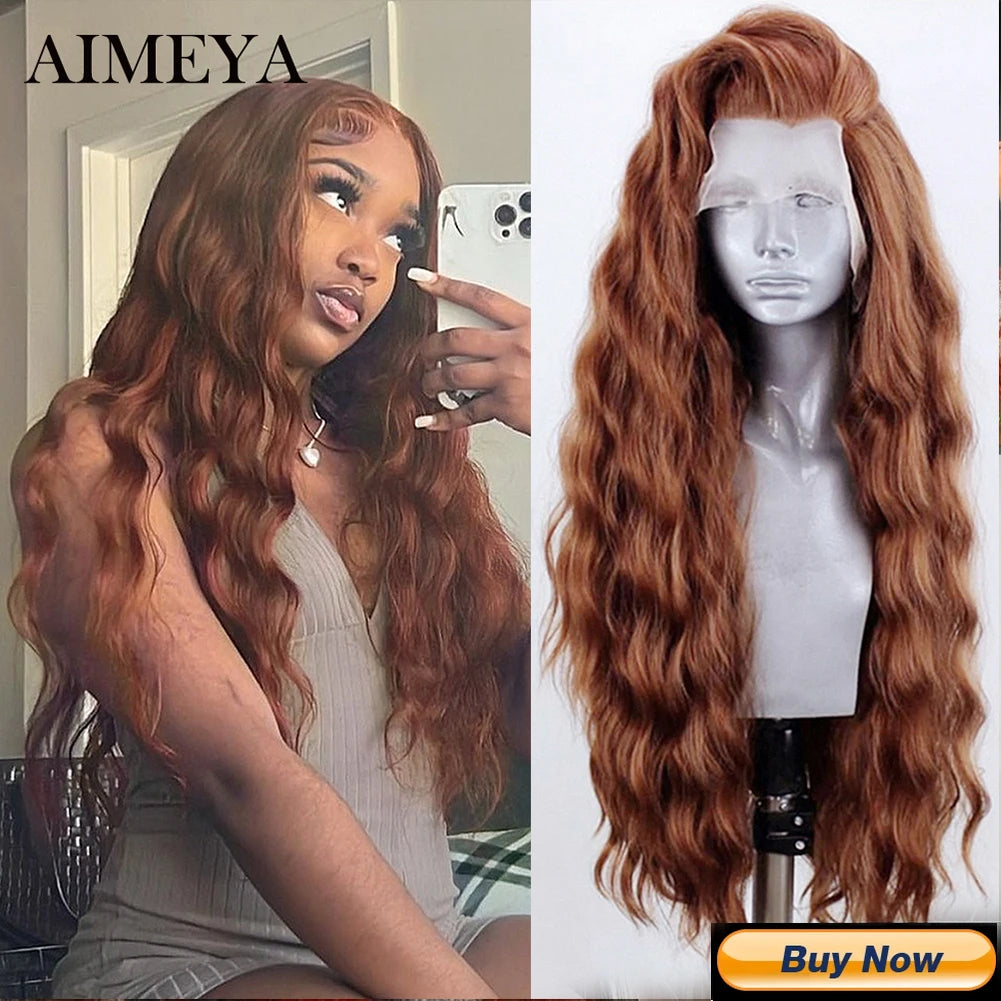 Synthetic Lace Front Wigs for Black Women Natural Hairline Synthetic Hair Lace Wig Long Brown Wig Pre Plucked Baby Hair Cosplay